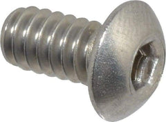 Value Collection - #10-24 UNC Hex Socket Drive, Button Screw - Grade 18-8 Stainless Steel, Uncoated, Fully Threaded, 3/8" Length Under Head - USA Tool & Supply