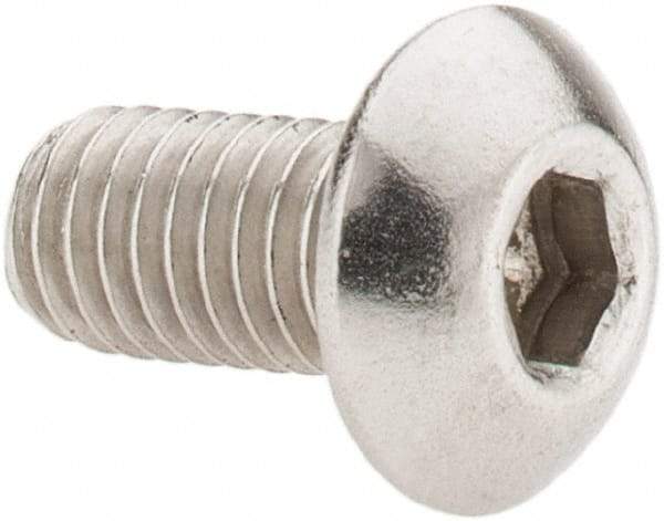 Value Collection - #10-32 UNF Hex Socket Drive, Button Screw - Grade 18-8 Stainless Steel, Uncoated, Fully Threaded, 3/8" Length Under Head - USA Tool & Supply