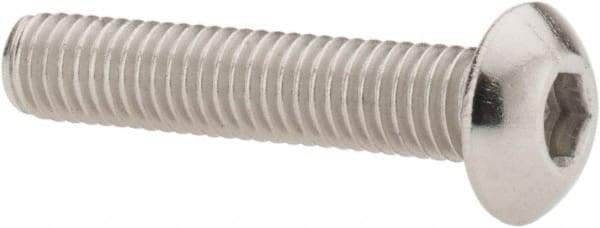 Value Collection - #10-32 UNF Hex Socket Drive, Button Screw - Grade 18-8 Stainless Steel, Uncoated, Fully Threaded, 1" Length Under Head - USA Tool & Supply