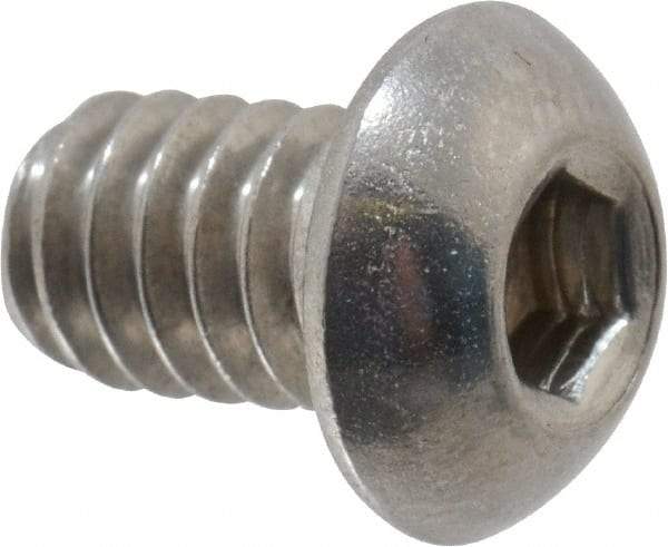 Value Collection - 1/4-20 UNC Hex Socket Drive, Button Screw - Grade 18-8 Stainless Steel, 3/8" Length Under Head - USA Tool & Supply