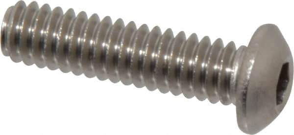 Value Collection - 1/4-20 UNC Hex Socket Drive, Button Screw - Grade 18-8 Stainless Steel, 1" Length Under Head - USA Tool & Supply