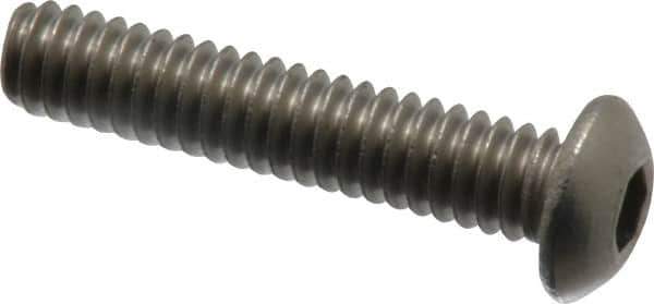 Value Collection - 1/4-20 UNC Hex Socket Drive, Button Screw - Grade 18-8 Stainless Steel, 1-1/4" Length Under Head - USA Tool & Supply