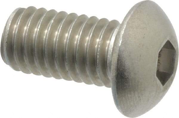 Value Collection - 3/8-16 UNC Hex Socket Drive, Button Screw - Grade 18-8 Stainless Steel, 3/4" Length Under Head - USA Tool & Supply