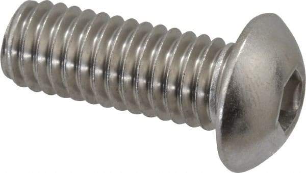Value Collection - 3/8-16 UNC Hex Socket Drive, Button Screw - Grade 18-8 Stainless Steel, 1" Length Under Head - USA Tool & Supply