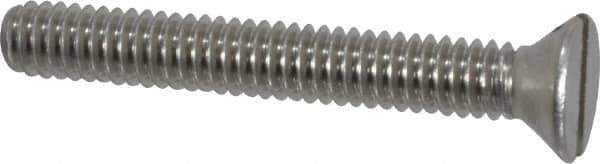 Value Collection - #8-32 UNC, 1-1/4" OAL Slotted Drive Machine Screw - Flat Head, Grade 18-8 Stainless Steel, Uncoated, Without Washer - USA Tool & Supply