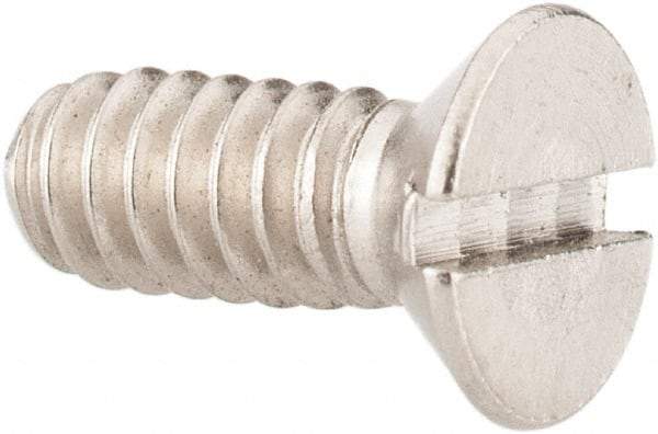 Value Collection - #10-24 UNC, 1/2" OAL Slotted Drive Machine Screw - Flat Head, Grade 18-8 Stainless Steel, Uncoated, Without Washer - USA Tool & Supply