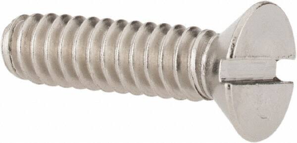 Value Collection - #10-24 UNC, 3/4" OAL Slotted Drive Machine Screw - Flat Head, Grade 18-8 Stainless Steel, Uncoated, Without Washer - USA Tool & Supply