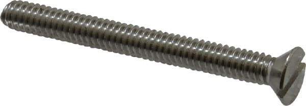 Value Collection - #10-24 UNC, 1-1/2" OAL Slotted Drive Machine Screw - Flat Head, Grade 18-8 Stainless Steel, Uncoated, Without Washer - USA Tool & Supply