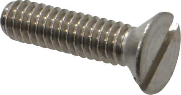 Value Collection - 1/4-20 UNC, 1" OAL Slotted Drive Machine Screw - Flat Head, Grade 18-8 Stainless Steel, Uncoated, Without Washer - USA Tool & Supply