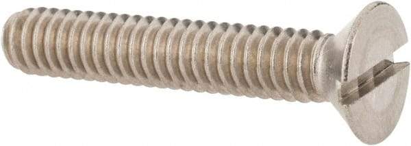 Value Collection - 1/4-20 UNC, 1-1/2" OAL Slotted Drive Machine Screw - Flat Head, Grade 18-8 Stainless Steel, Uncoated, Without Washer - USA Tool & Supply