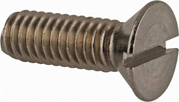 Value Collection - 5/16-18 UNC, 1" OAL Slotted Drive Machine Screw - Flat Head, Grade 18-8 Stainless Steel, Uncoated, Without Washer - USA Tool & Supply