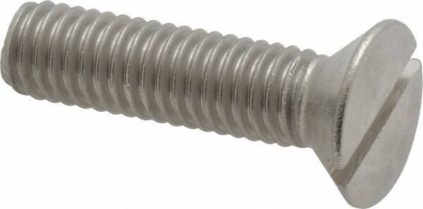 Value Collection - 3/8-16 UNC, 1-1/2" OAL Slotted Drive Machine Screw - Flat Head, Grade 18-8 Stainless Steel, Uncoated, Without Washer - USA Tool & Supply