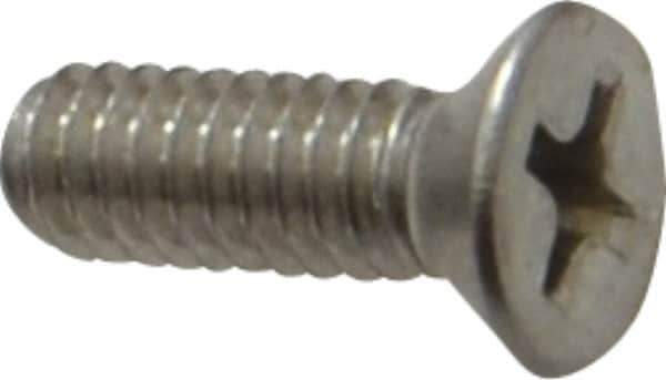 Value Collection - #8-32 UNC, 1/2" OAL Phillips Drive Machine Screw - Flat Head, Grade 18-8 Stainless Steel, Uncoated, Without Washer - USA Tool & Supply