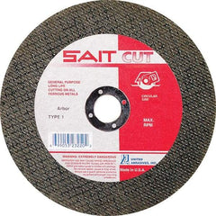 Sait - 4-1/2" 30 Grit Aluminum Oxide Cutoff Wheel - 5/64" Thick, 7/8" Arbor, 13,300 Max RPM, Use with Angle Grinders - USA Tool & Supply
