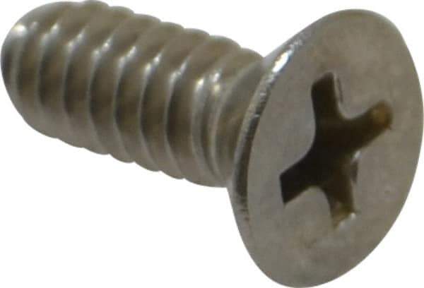 Value Collection - #10-24 UNC, 1/2" OAL Phillips Drive Machine Screw - Flat Head, Grade 18-8 Stainless Steel, Uncoated, Without Washer - USA Tool & Supply