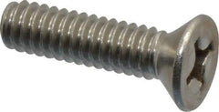 Value Collection - 1/4-20 UNC, 1" OAL Phillips Drive Machine Screw - Flat Head, Grade 18-8 Stainless Steel, Uncoated, Without Washer - USA Tool & Supply