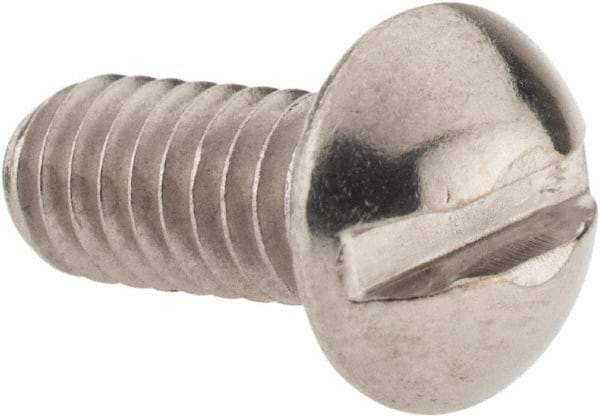 Value Collection - #12-24 UNC, 1/2" Length Under Head Slotted Drive Machine Screw - Round Head, Grade 18-8 Stainless Steel, Uncoated, Without Washer - USA Tool & Supply