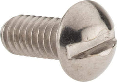 Value Collection - #12-24 UNC, 1/2" Length Under Head Slotted Drive Machine Screw - Round Head, Grade 18-8 Stainless Steel, Uncoated, Without Washer - USA Tool & Supply