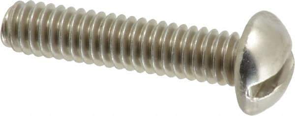 Value Collection - #12-24 UNC, 1" Length Under Head Slotted Drive Machine Screw - Round Head, Grade 18-8 Stainless Steel, Uncoated, Without Washer - USA Tool & Supply