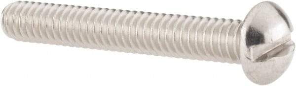 Value Collection - #12-24 UNC, 1-1/2" Length Under Head Slotted Drive Machine Screw - Round Head, Grade 18-8 Stainless Steel, Uncoated, Without Washer - USA Tool & Supply