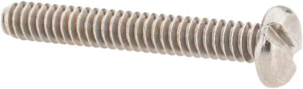 Value Collection - #6-32 UNC, 1" Length Under Head Slotted Drive Machine Screw - Pan Head, Grade 18-8 Stainless Steel, Uncoated, Without Washer - USA Tool & Supply