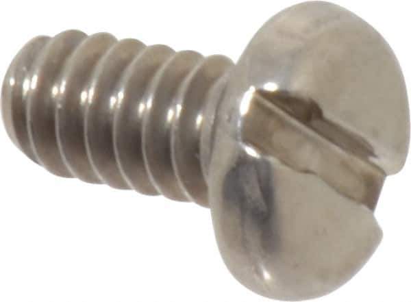 Value Collection - #10-24 UNC, 3/8" Length Under Head Slotted Drive Machine Screw - Pan Head, Grade 18-8 Stainless Steel, Uncoated, Without Washer - USA Tool & Supply