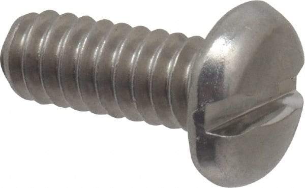 Value Collection - #10-24 UNC, 1/2" Length Under Head Slotted Drive Machine Screw - Pan Head, Grade 18-8 Stainless Steel, Uncoated, Without Washer - USA Tool & Supply