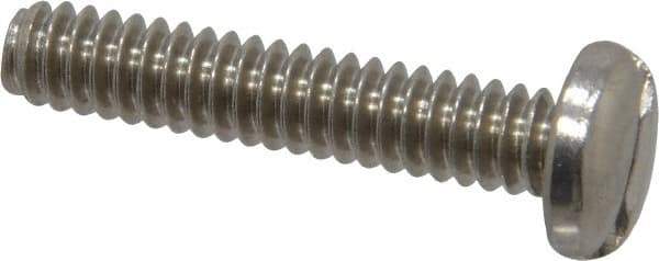 Value Collection - #10-24 UNC, 1" Length Under Head Slotted Drive Machine Screw - Pan Head, Grade 18-8 Stainless Steel, Uncoated, Without Washer - USA Tool & Supply