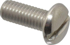 Value Collection - #10-32 UNF, 1/2" Length Under Head Slotted Drive Machine Screw - Pan Head, Grade 18-8 Stainless Steel, Uncoated, Without Washer - USA Tool & Supply