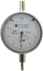 TESA Brown & Sharpe - 0.2" Range, 0-5-0 Dial Reading, 0.0001" Graduation Dial Drop Indicator - 2-1/4" Dial, 0.01" Range per Revolution, Revolution Counter - USA Tool & Supply