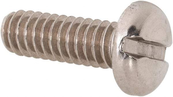 Value Collection - 1/4-20 UNC, 3/4" Length Under Head Slotted Drive Machine Screw - Pan Head, Grade 18-8 Stainless Steel, Uncoated, Without Washer - USA Tool & Supply