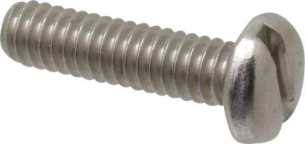 Value Collection - 1/4-20 UNC, 1" Length Under Head Slotted Drive Machine Screw - Pan Head, Grade 18-8 Stainless Steel, Uncoated, Without Washer - USA Tool & Supply