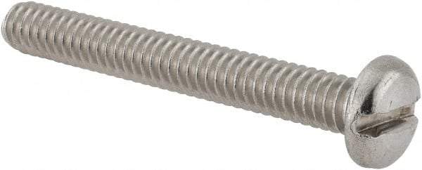 Value Collection - 1/4-20 UNC, 2" Length Under Head Slotted Drive Machine Screw - Pan Head, Grade 18-8 Stainless Steel, Uncoated, Without Washer - USA Tool & Supply