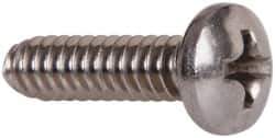 Value Collection - #6-32 UNC, 1/2" Length Under Head Phillips Drive Machine Screw - Pan Head, Grade 18-8 Stainless Steel, Uncoated, Without Washer - USA Tool & Supply