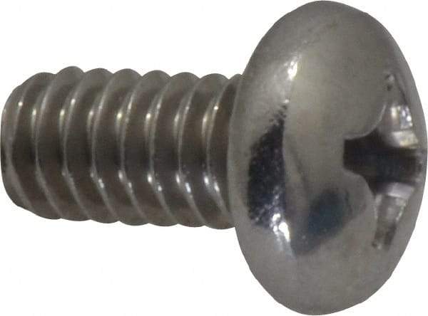 Value Collection - 1/4-20 UNC, 1/2" Length Under Head Phillips Drive Machine Screw - Pan Head, Grade 18-8 Stainless Steel, Uncoated, Without Washer - USA Tool & Supply