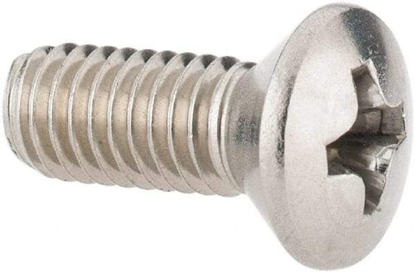 Value Collection - #10-32 UNF, 1/2" OAL Phillips Drive Machine Screw - Oval Head, Grade 18-8 Stainless Steel, Uncoated, Without Washer - USA Tool & Supply