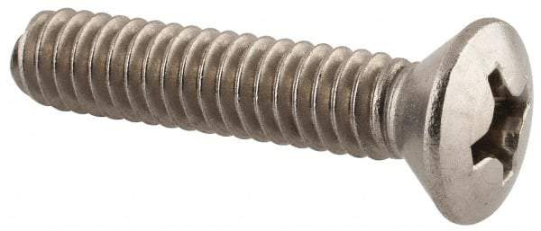 Value Collection - 1/4-20 UNC, 1-1/4" OAL Phillips Drive Machine Screw - Oval Head, Grade 18-8 Stainless Steel, Uncoated, Without Washer - USA Tool & Supply