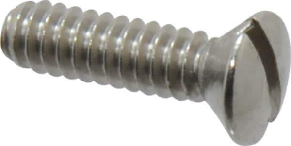 Value Collection - #6-32 UNC, 1/2" OAL Slotted Drive Machine Screw - Oval Head, Grade 18-8 Stainless Steel, Uncoated, Without Washer - USA Tool & Supply