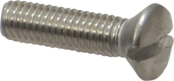 Value Collection - #10-32 UNF, 3/4" OAL Slotted Drive Machine Screw - Oval Head, Grade 18-8 Stainless Steel, Uncoated, Without Washer - USA Tool & Supply
