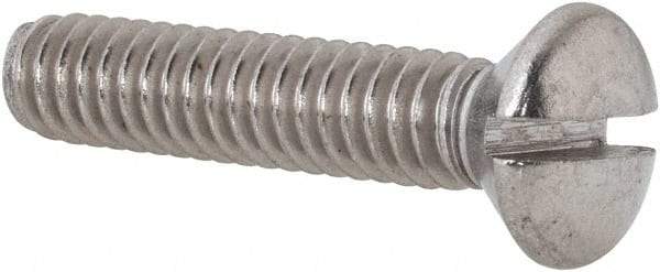 Value Collection - 1/4-20 UNC, 1-1/4" OAL Slotted Drive Machine Screw - Oval Head, Grade 18-8 Stainless Steel, Uncoated, Without Washer - USA Tool & Supply