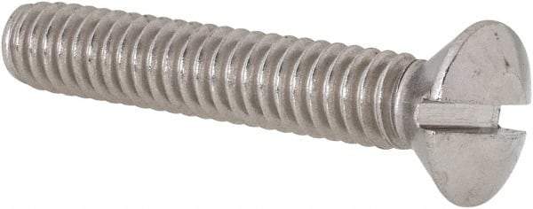 Value Collection - 1/4-20 UNC, 1-1/2" OAL Slotted Drive Machine Screw - Oval Head, Grade 18-8 Stainless Steel, Uncoated, Without Washer - USA Tool & Supply