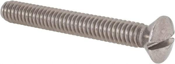 Value Collection - 1/4-20 UNC, 2" OAL Slotted Drive Machine Screw - Oval Head, Grade 18-8 Stainless Steel, Uncoated, Without Washer - USA Tool & Supply