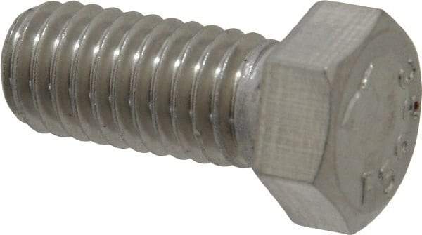 Value Collection - 7/16-14 UNC, 1" Length Under Head Hex Head Cap Screw - Grade 18-8 Stainless Steel, 5/8" Hex - USA Tool & Supply