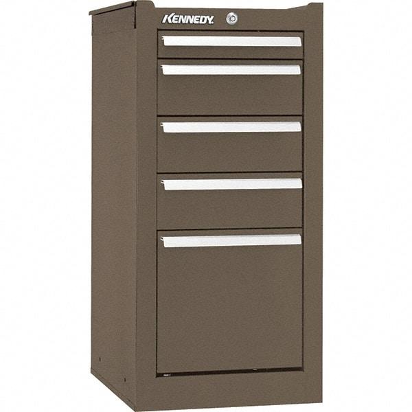 Kennedy - 5 Drawer Brown Side Cabinet - 13-5/8" Wide x 29" High x 18" Deep, Use with 27" Wide Roller Cabinet - USA Tool & Supply