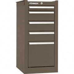 Kennedy - 5 Drawer Brown Side Cabinet - 13-5/8" Wide x 29" High x 18" Deep, Use with 27" Wide Roller Cabinet - USA Tool & Supply
