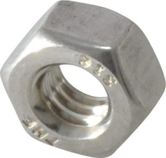 Value Collection - 1/4-20 UNC Stainless Steel Right Hand Hex Nut - 7/16" Across Flats, 7/32" High, Uncoated - USA Tool & Supply