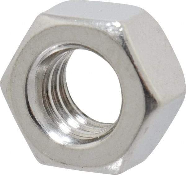 Value Collection - 5/16-18 UNC Stainless Steel Right Hand Hex Nut - 1/2" Across Flats, 17/64" High, Uncoated - USA Tool & Supply