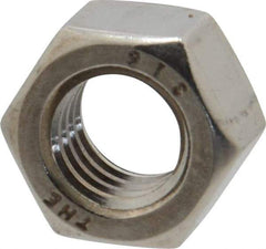 Value Collection - 3/8-16 UNC Stainless Steel Right Hand Hex Nut - 9/16" Across Flats, 21/64" High, Uncoated - USA Tool & Supply