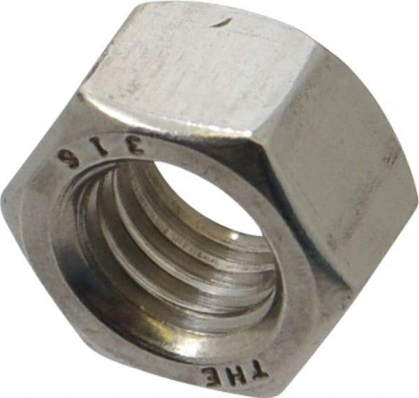 Value Collection - 1/2-13 UNC Stainless Steel Right Hand Hex Nut - 3/4" Across Flats, 7/16" High, Uncoated - USA Tool & Supply