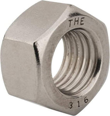 Value Collection - 1-8 UNC Stainless Steel Right Hand Hex Nut - 1-1/2" Across Flats, 55/64" High, Uncoated - USA Tool & Supply